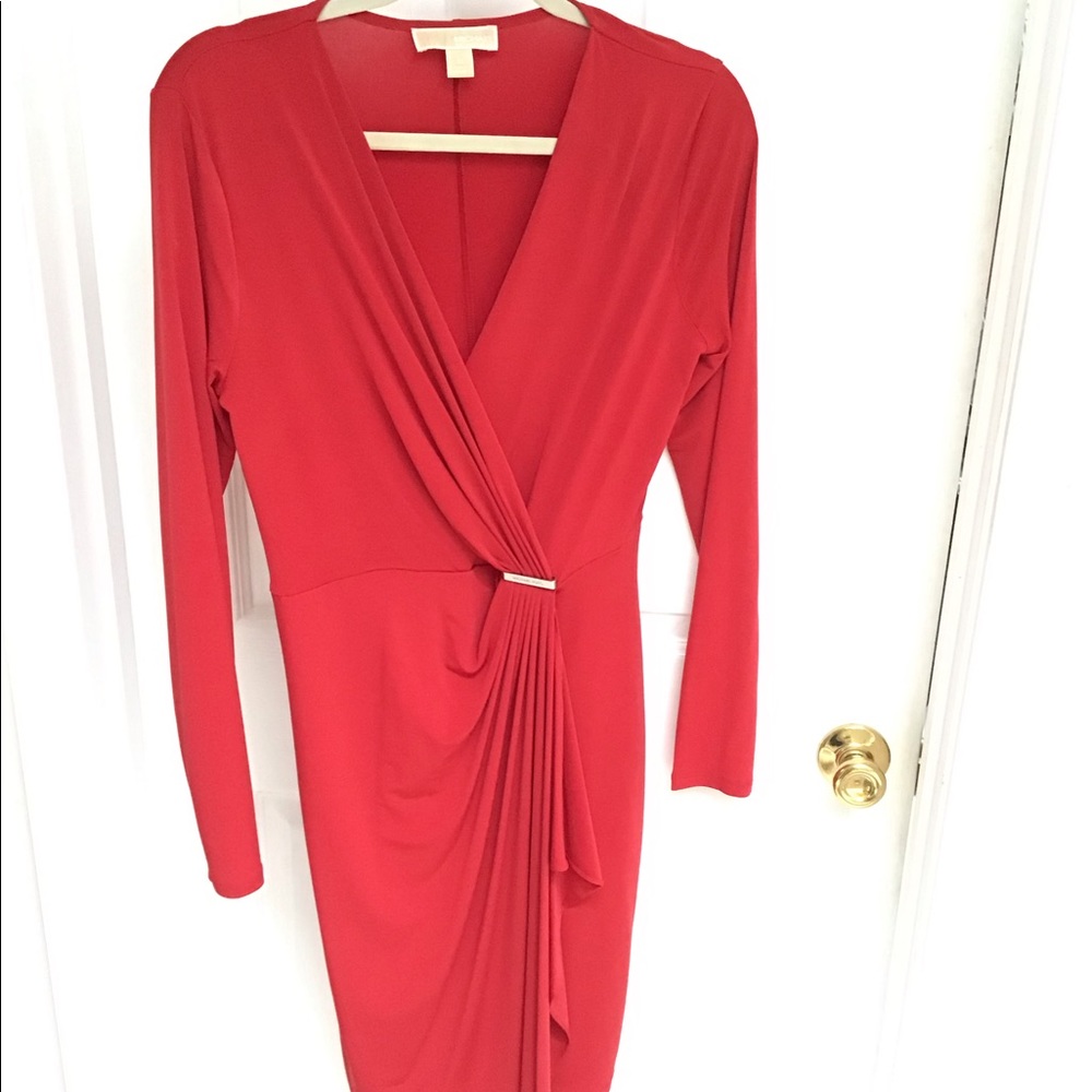 Red Michaels Kors faux wrap dress